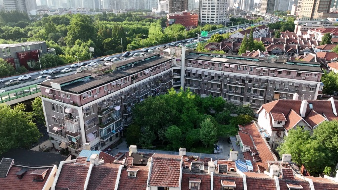 4K原素材-航拍上海重庆公寓