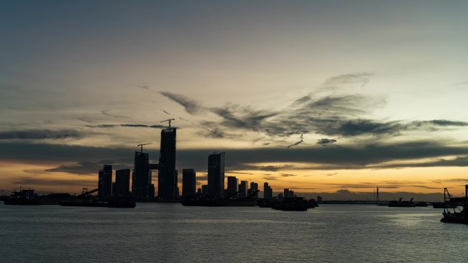 广州南沙明珠湾灵山岛尖日转夜4k延时摄影