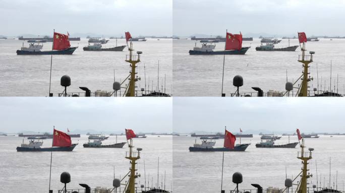 舟山水产交易区-码头红旗飘