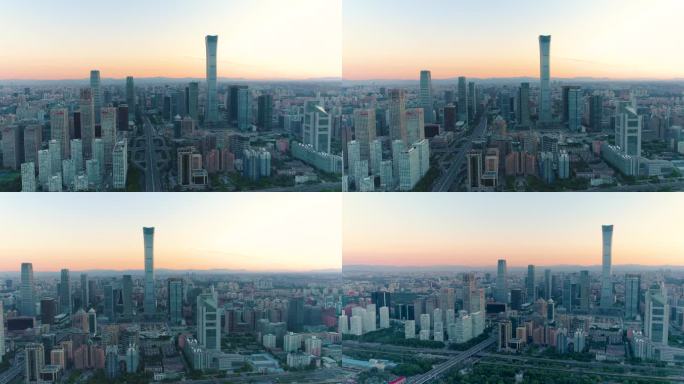 航拍北京城市高楼CBD国贸
