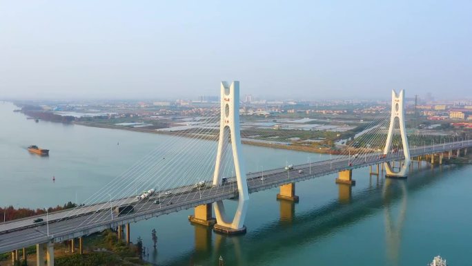 中山港大桥交通发展延时航拍素材