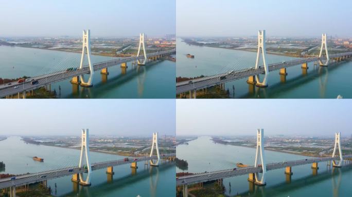 中山港大桥交通发展延时航拍素材