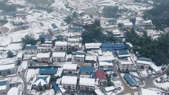 大气南方乡村雪景航拍