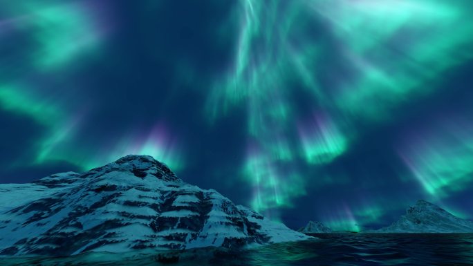 极光神秘星空夜空极地雪山唯美风景创意视频