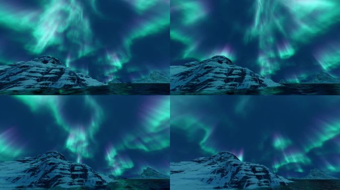 极光神秘星空夜空极地雪山唯美风景创意视频
