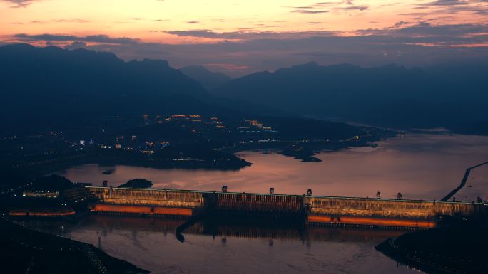 三峡大坝 晚霞 美丽中国