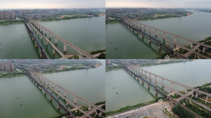 湖南 湘潭 湘江铁路二桥 特大桥 航拍