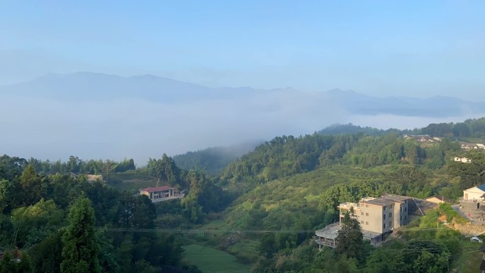 乡村早晨云海 云雾 美丽乡村