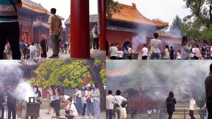 寺院香客上香祈福