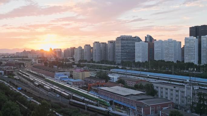 【原创】火车经过北京国贸CBD建筑群