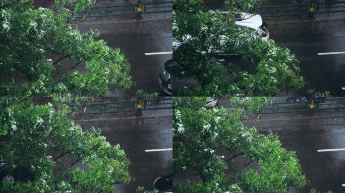 下雨天城市街景