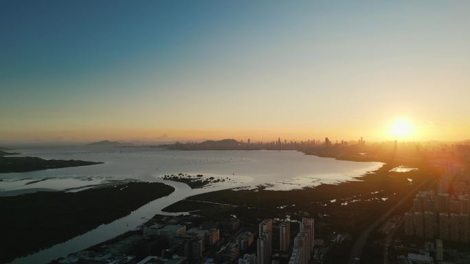 深圳南山区深圳湾日落