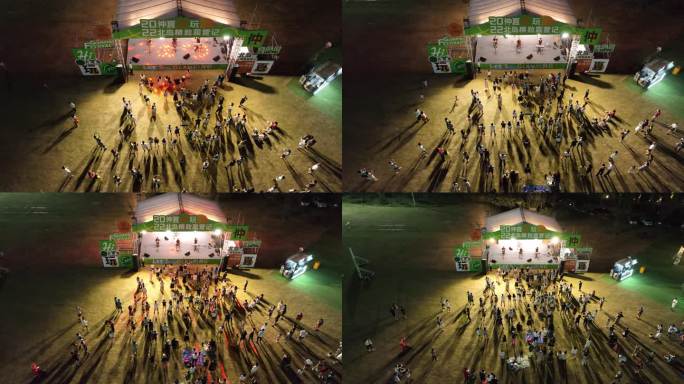 4K原素材-航拍露营基地草地音乐节