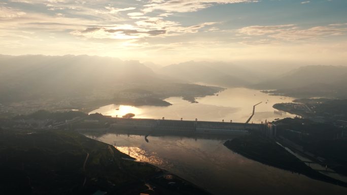 三峡大坝 晚霞 美丽中国