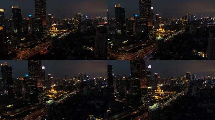 4K上海展览中心航拍夜景