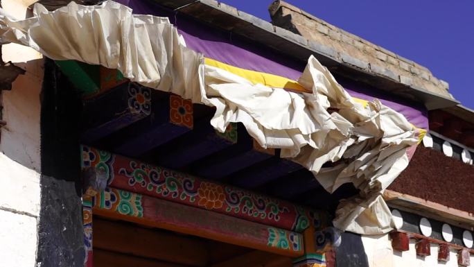 甘南寺庙 藏族寺庙门口特写