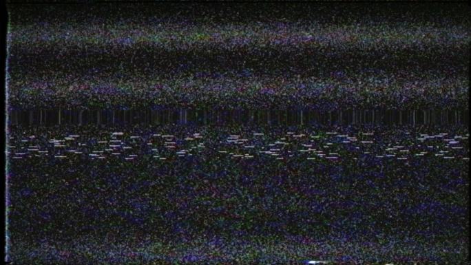 电视屏幕上的VHS噪声。模拟电视静态移动条