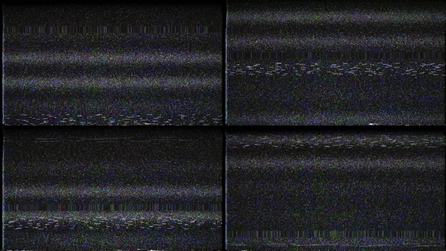电视屏幕上的VHS噪声。模拟电视静态移动条