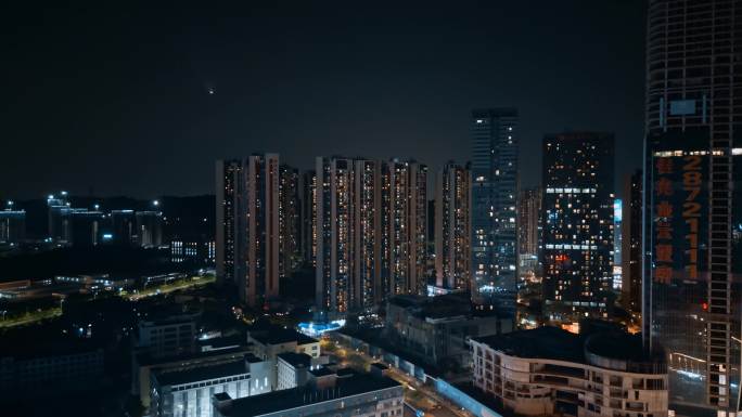 城市夜景深圳龙岗高层住宅林立高楼灯光远景