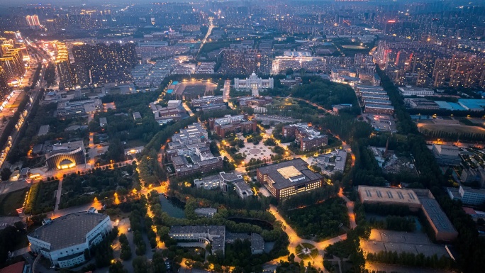 沈北新区沈阳师范大学夜景航拍延时摄影