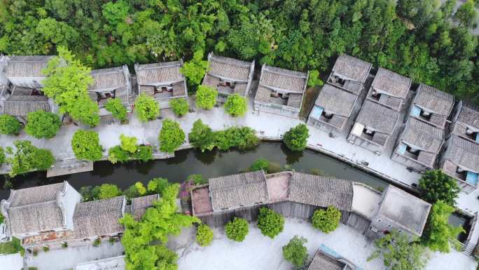 航拍广州花都碧桂园假日半岛故乡里景区