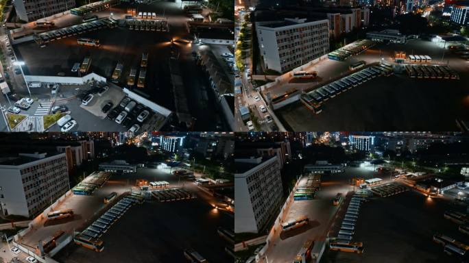 城市夜景视频深圳龙岗公交汽车站