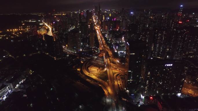深圳罗湖夜景航拍4K源素材