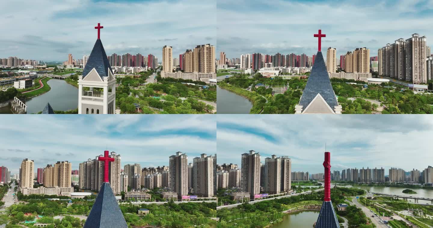 惠州市惠城区教堂航拍视频【原创素材】