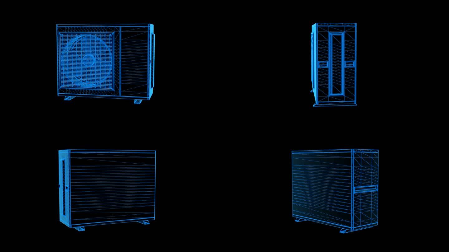 蓝色科技线条空调外机透明通道素材