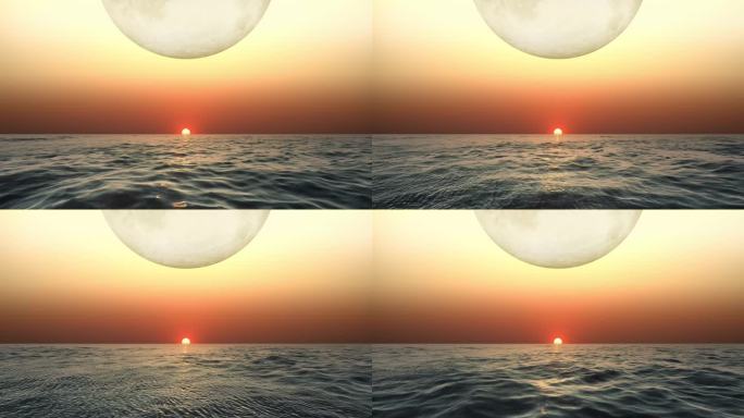 月亮与太阳_海面月亮太阳意境图