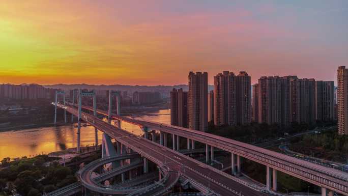 重庆鹅公岩大桥日出延时摄影