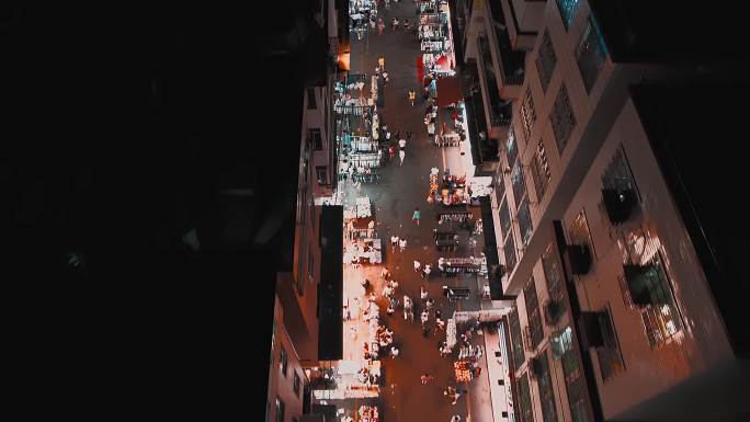 广州大塘村都市城中村夜景航拍4K视频
