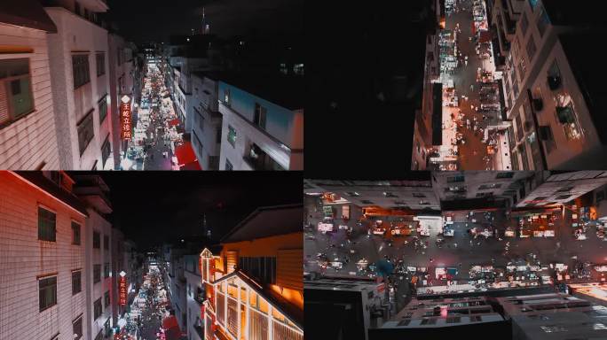 广州大塘村都市城中村夜景航拍4K视频