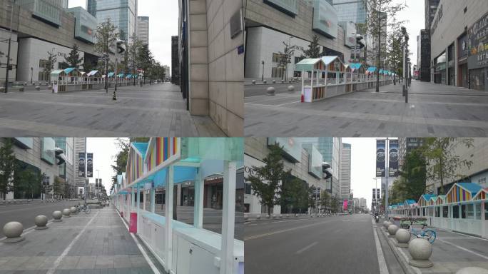 成都锦江区IFS商业中心街上无人空镜头