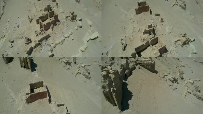 4K西藏阿里札达县的托林寺遗址航拍