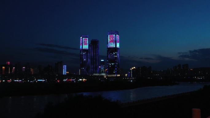 4k兰州 城市 黄河 桥  夜景 航拍