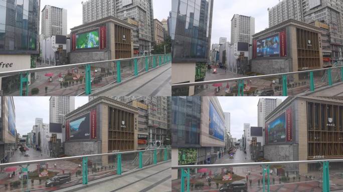 成都锦江区春熙路步行街无人空镜头