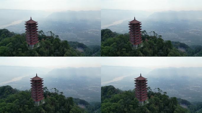 重庆北碚缙云山脉观景台自然风光航拍