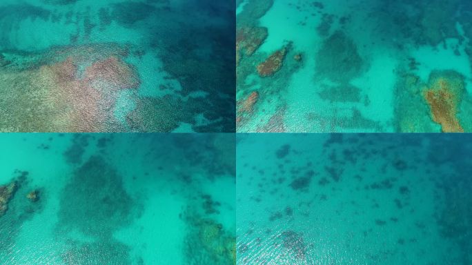 航拍南海深蓝色大海海底珊瑚礁