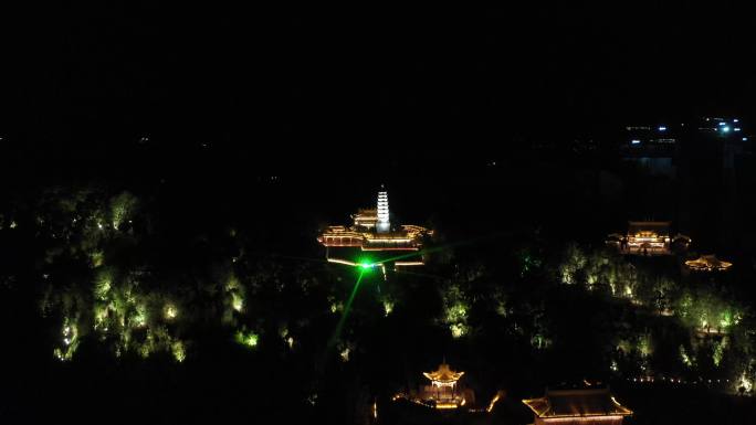 4k兰州 城市 黄河 白塔山 夜景 航拍