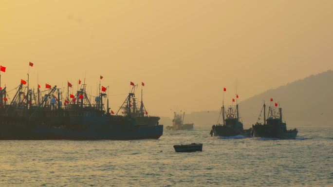 青岛西海岸休渔期结束渔港码头渔船捕捞归来