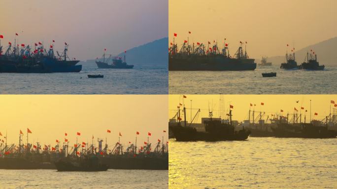 青岛西海岸休渔期结束渔港码头渔船捕捞归来