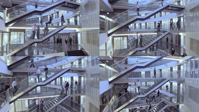 空中繁忙的商业建筑楼梯