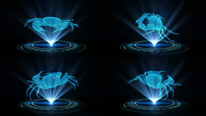 全息HUD螃蟹透明通道素材