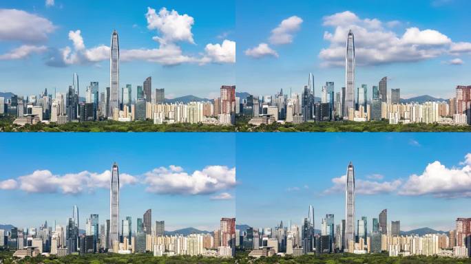 深圳福田区蓝天白云延时摄影4k