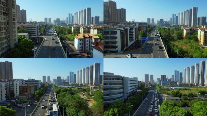 长沙东风路城市街道风景车流