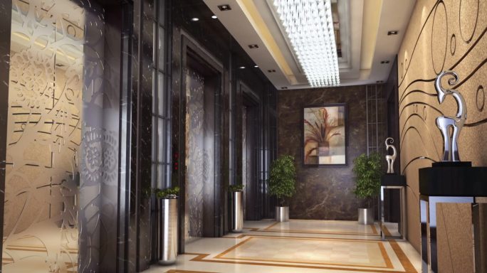多组室内电梯厅豪华三维通用素材
