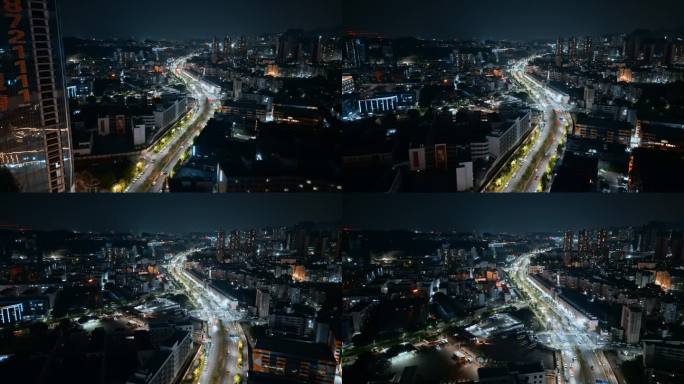 城市夜景视频深圳龙岗夜晚亮丽道路汽车视频