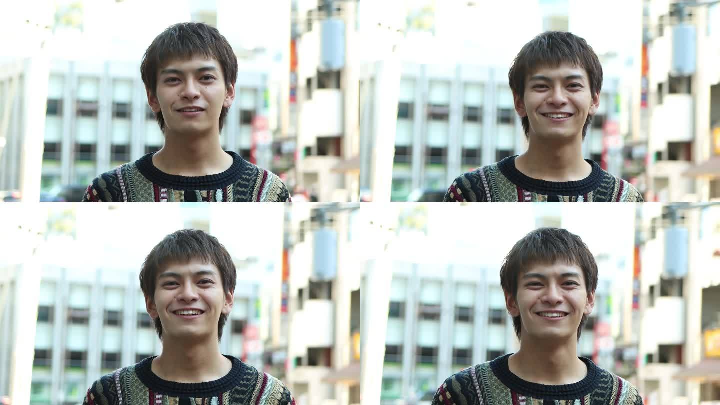 年轻的亚洲Z世代男子微笑的肖像
