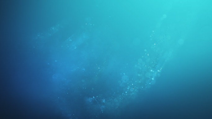具有浅景深的美丽粒子-可循环，蓝色版本-抽象背景动画，水，水下，波浪